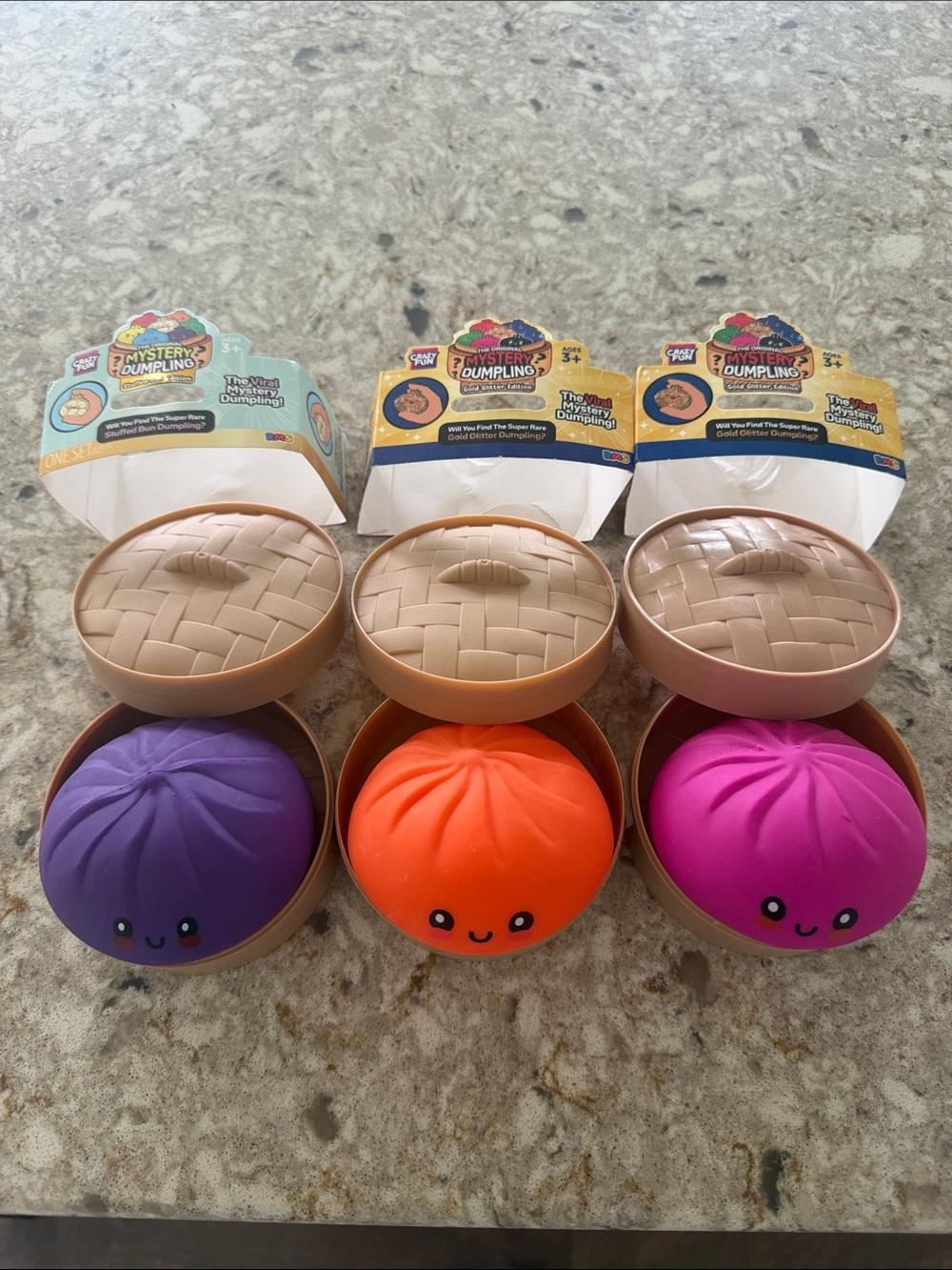 3 RMS Dumpling Squishies - Purple, Orange, Pink NEW